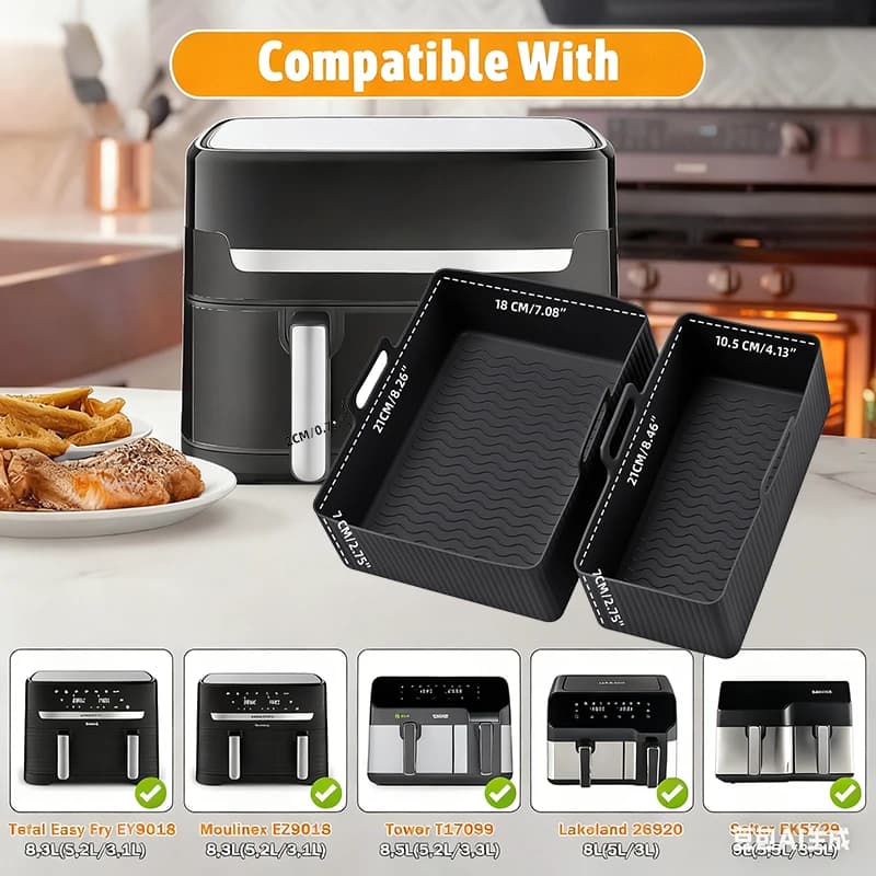 Support de cuisson de moule de friteuse à air en Silicone Compatible avec Moulinex EZ901820 5.2/3.1 L,Ph Airfryer série 3000