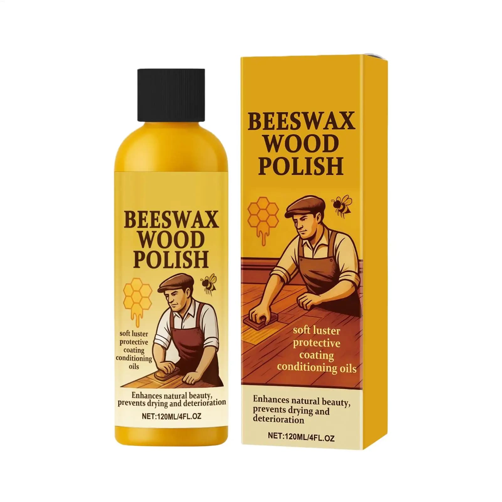 Cire de rénovation pour parquet bois naturel 120ml – Brillance et entretien du bois – Prévient les fissures – Cire profonde pour revitaliser le bois