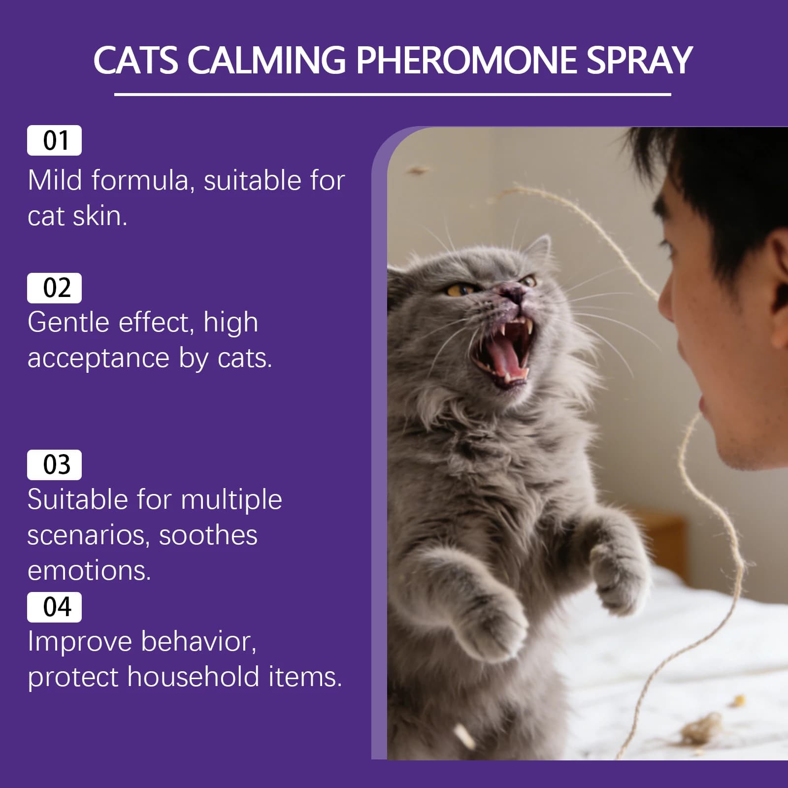 Spray apaisant aux phéromones pour chats : Réduit l'anxiété et le stress