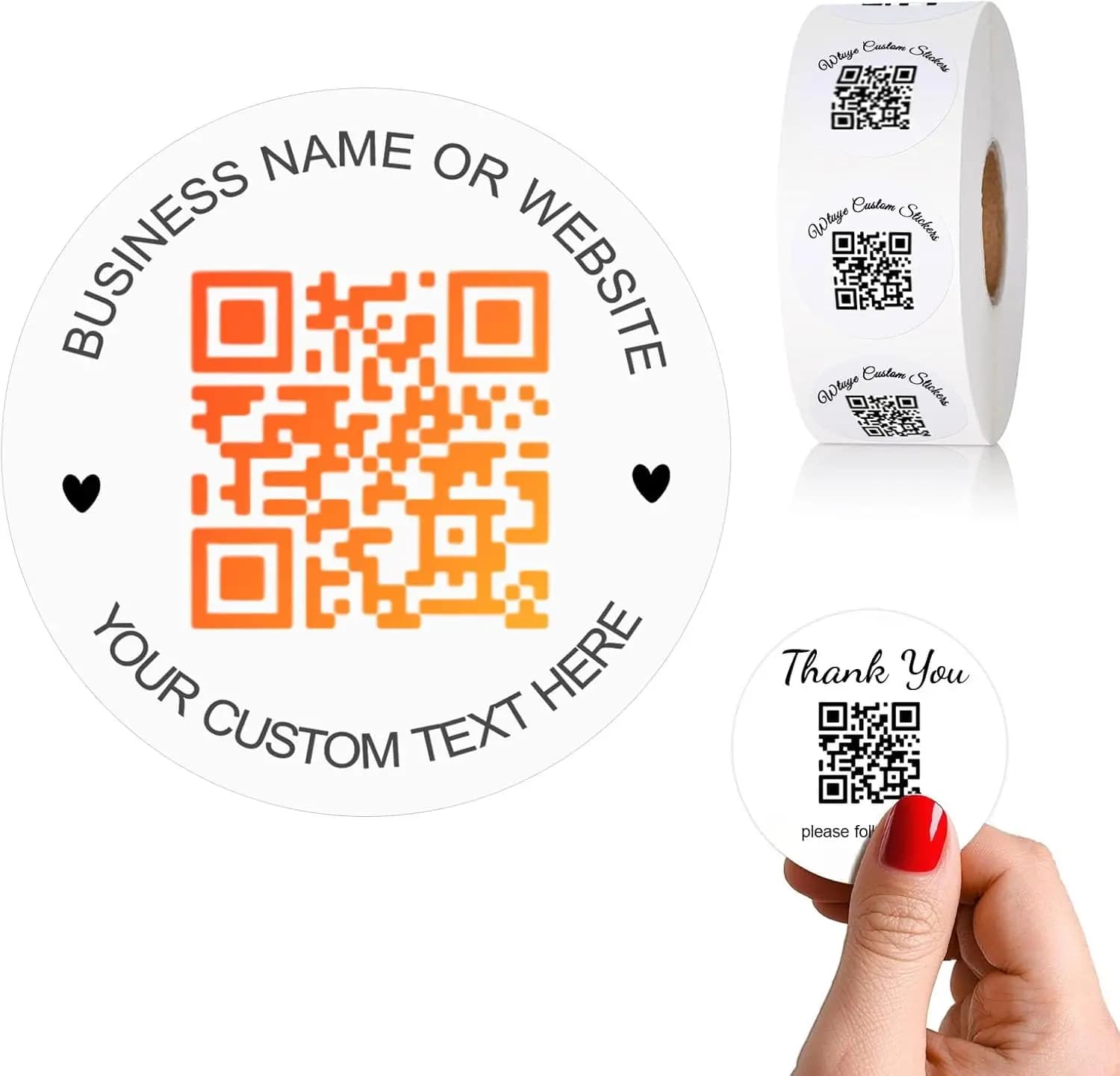 100-500 autocollants de code QR personnalisés étiquettes rondes en vinyle/transparent taille du rouleau en 4/5/6/9 cm