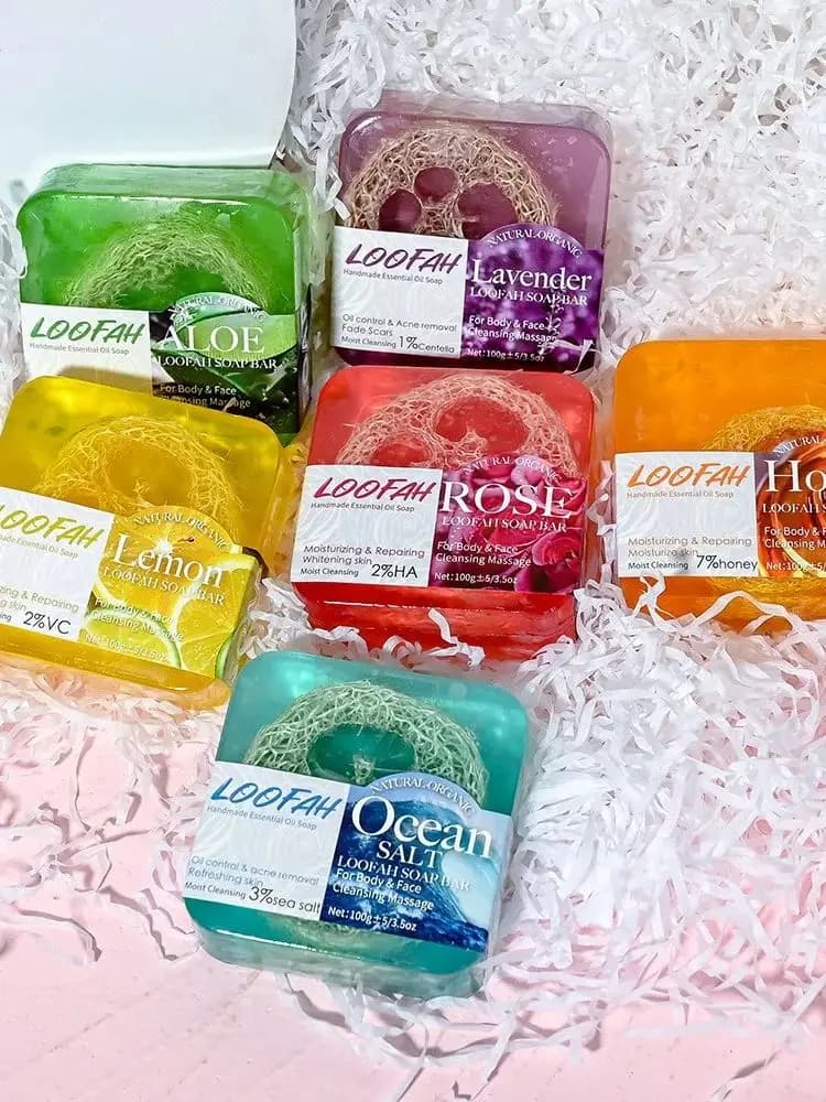Savon aux huiles essentielles de Rose luffa, savon pour femmes au parfum Floral, savon fait main pour nettoyage et bain en profondeur