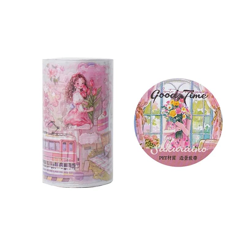 Ruban Washi PET Good Times de 2 m - Rouleau adhésif décoratif transparent pour scrapbooking