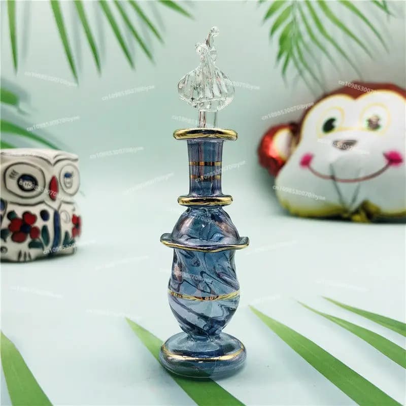 Bouteille en verre égyptien, bouteille d'essence, bouteille d'huile essentielle, décoration de la maison purement soufflée à la main, parfum égyptien au sable 7cm