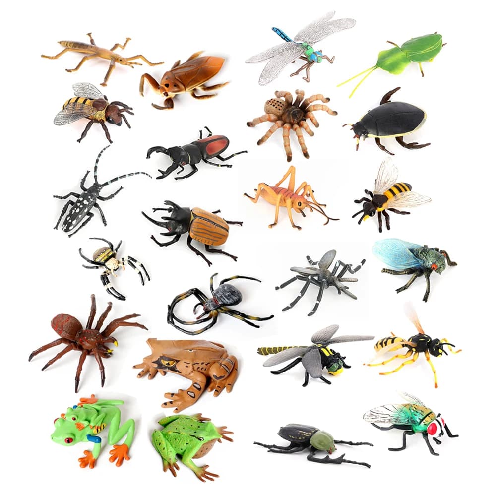 Jouet d'insecte figurines d'insectes miniatures Figurines d'animaux coccinelle abeille araignée modèles figurine d'action animaux en plastique jouets pour enfants