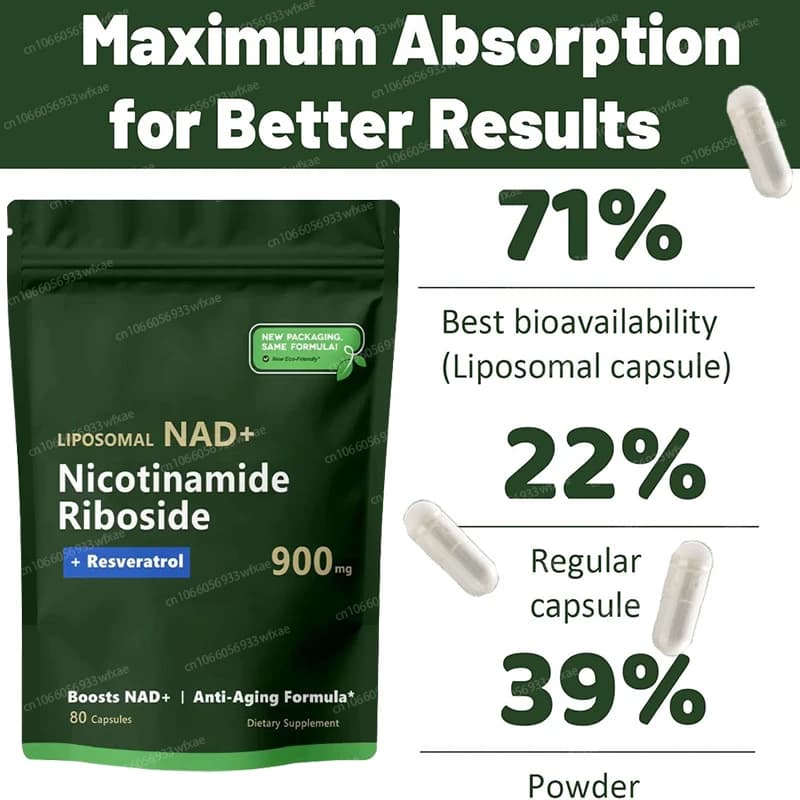 80/240/400 pilules pur NAD + Nicotinamide Nucleoside 900mg supplément de résvératrol capsules végétariennes Anti-âge