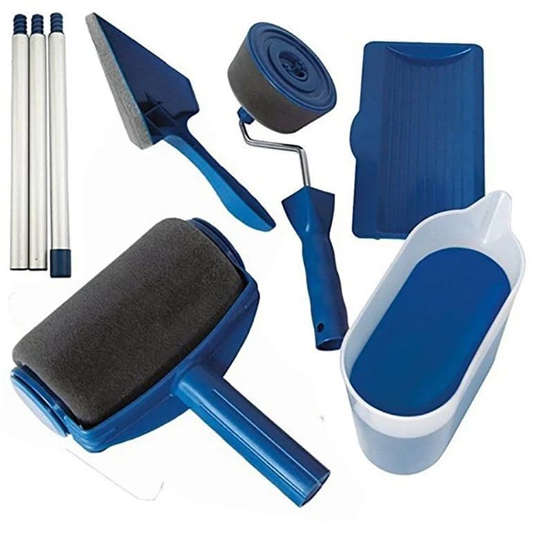 8 pièce/ensemble rouleau de peinture multifonctionnel brosse d'angle poignée outils rouleau de peinture murale bricolage ménage facile à utiliser pinceaux de peinture