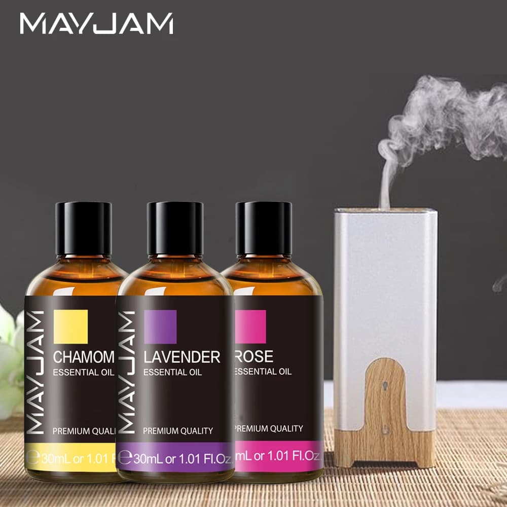 MAYJAM-Huiles Essentielles avec Compte-Gouttes pour Diffuseur, Bougie Parfumée, Encens, Bois de Santal, Château Arôme Ylang-Ylang, 30ml