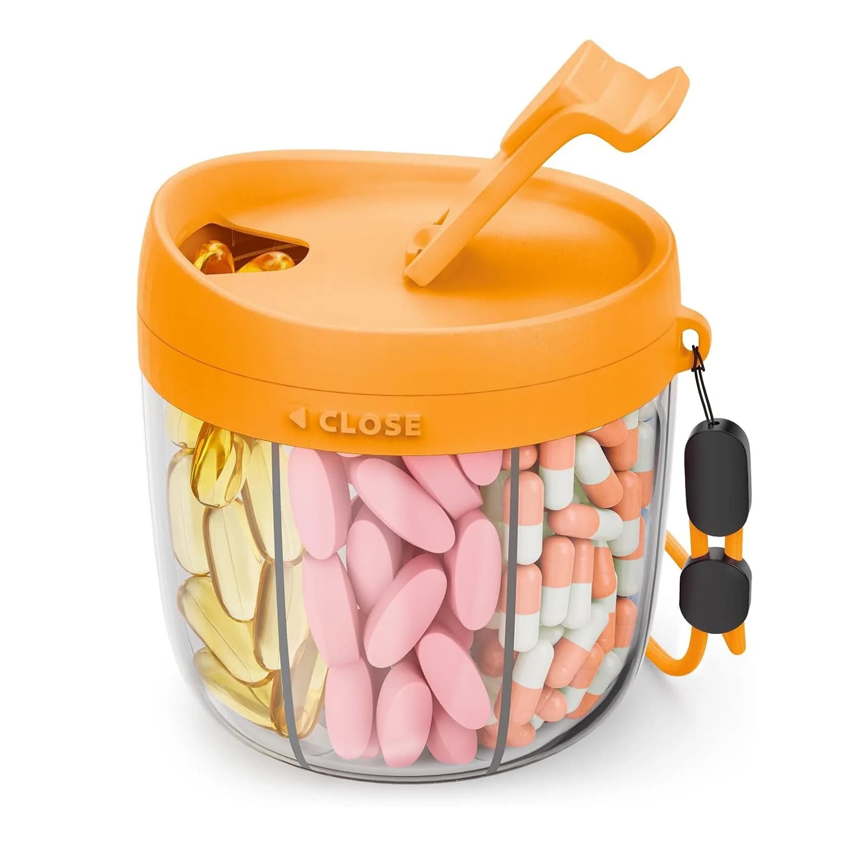 Boîte de rangement portable à 7 compartiments pour compléments vitaminiques, organisateur de capsules énergisantes avec design anti-erreur