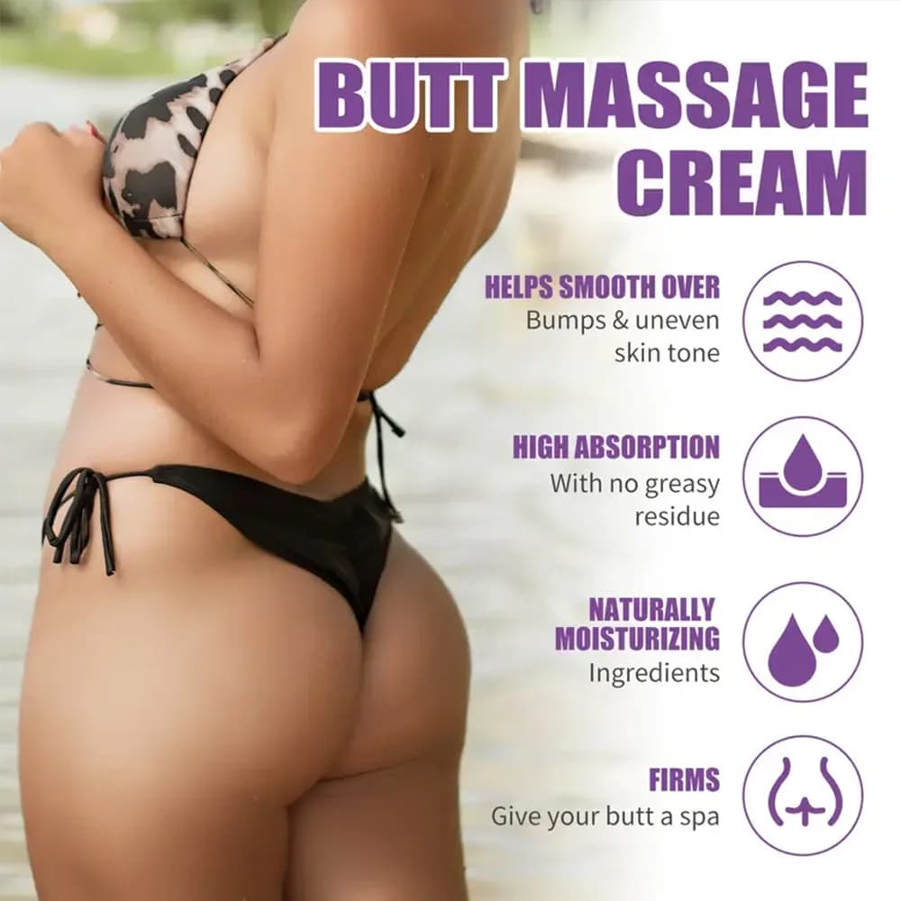 Crème pour Agrandissement des Fesses, Huile Essentielle Raffermissante, Gros Cul, Améliore la Croissance des Hanches, Raffermit la Profondeur, Soins du Corps Sexy pour Femme
