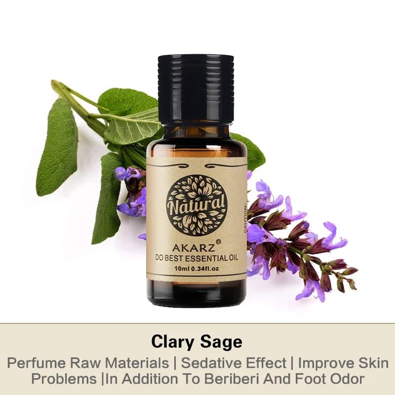 AKARZ-Huile essentielle de sauge sclarée, effet naturel pour la peau, soin des cheveux, contrôle de l'équilibre