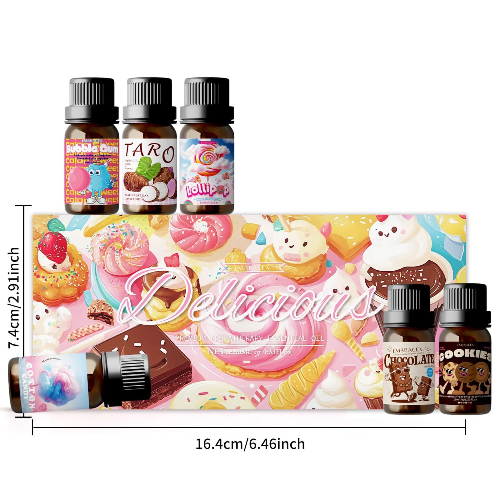 Huile essentielle délicieuse, parfum sucré, longue durée, aromathérapie pour voiture, pour cadeau, 6 pièces/1 pièce, 10ML