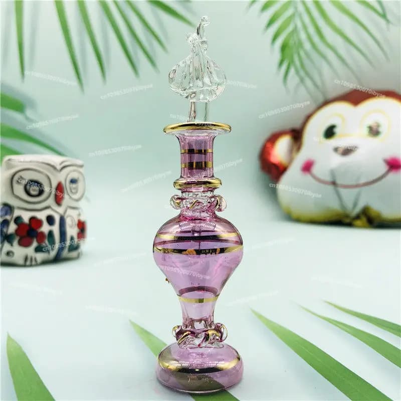 Bouteille en verre égyptien, bouteille d'essence, bouteille d'huile essentielle, décoration de la maison purement soufflée à la main, parfum égyptien au sable 7cm