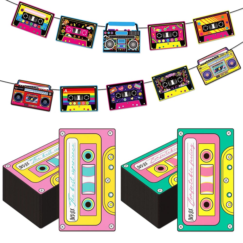 Rock Roll thème musical décorations d'anniversaire bannière papier jetable Cocktail Cassette serviette années 70 80 90 Disco Hip Hop fournitures de fête