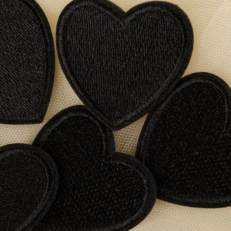 Patchs de badges à repasser en forme de cœur d'amour noir, pour bricolage, T-shirt, jean, sac à dos, vêtements, pantalons, carnet de notes, autocollants décoratifs