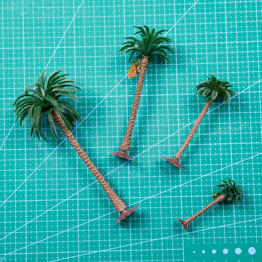 Hauteur 6-15 cm cocotier palmier modèle bricolage parc forêt tropicale Train chemin de fer décoration bâtiment paysage Miniature arbre 5 pièces