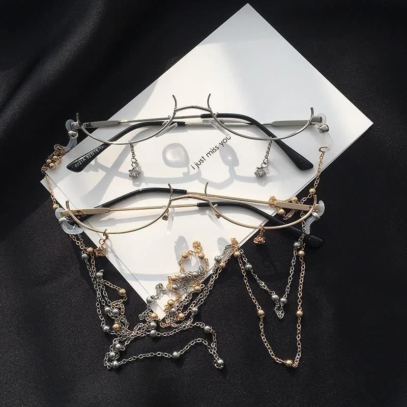 Demi-monture inférieure de lunettes pour femmes, sans lentille, décoration goutte d'eau, jolie fille