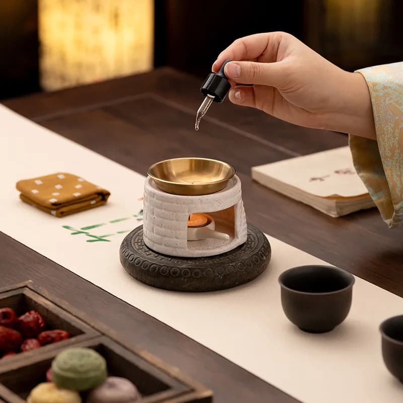 Diffuseur d'aromathérapie en céramique, chauffe-huile et chauffe-bougie pour usage domestique, encens, café en poudre, Relaxation, décor de salle de méditation