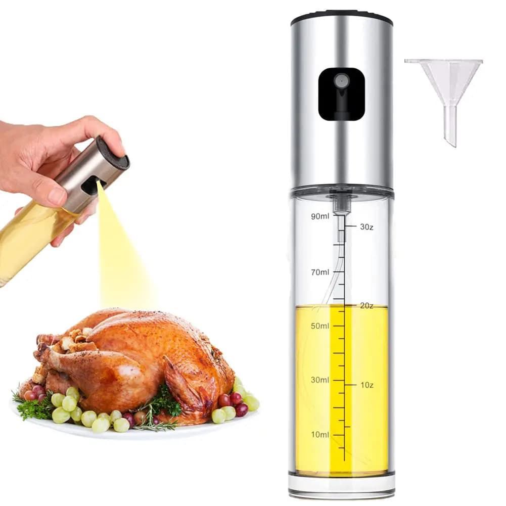 Bouteille distributeur d'huile d'olive en verre, 100ml, vaporisateur, pour salade, barbecue, cuisson, rôtissage, accessoires de cuisine