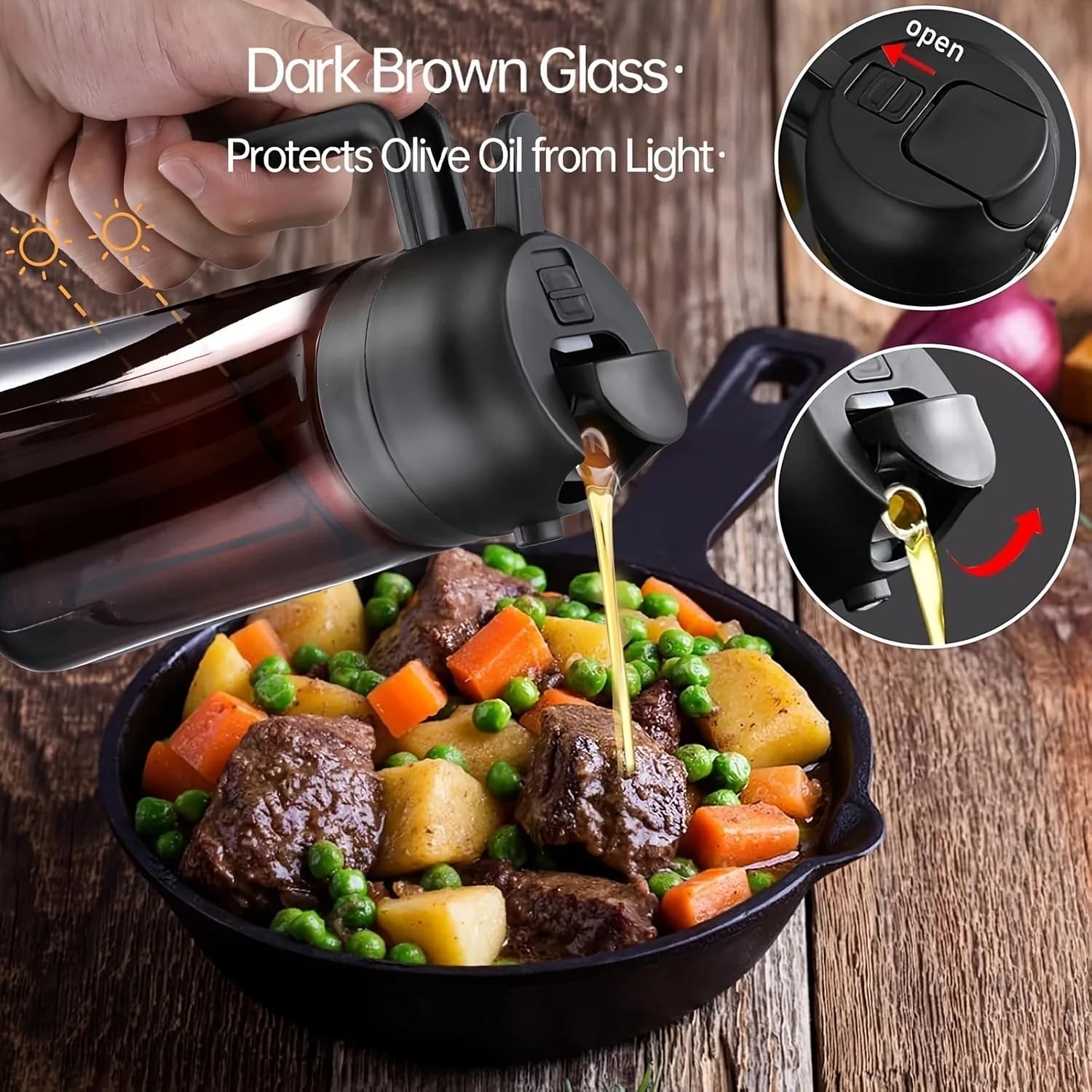 Pulvérisateur d'huile marron bloquant la lumière de 16oz/470ML pour la cuisson