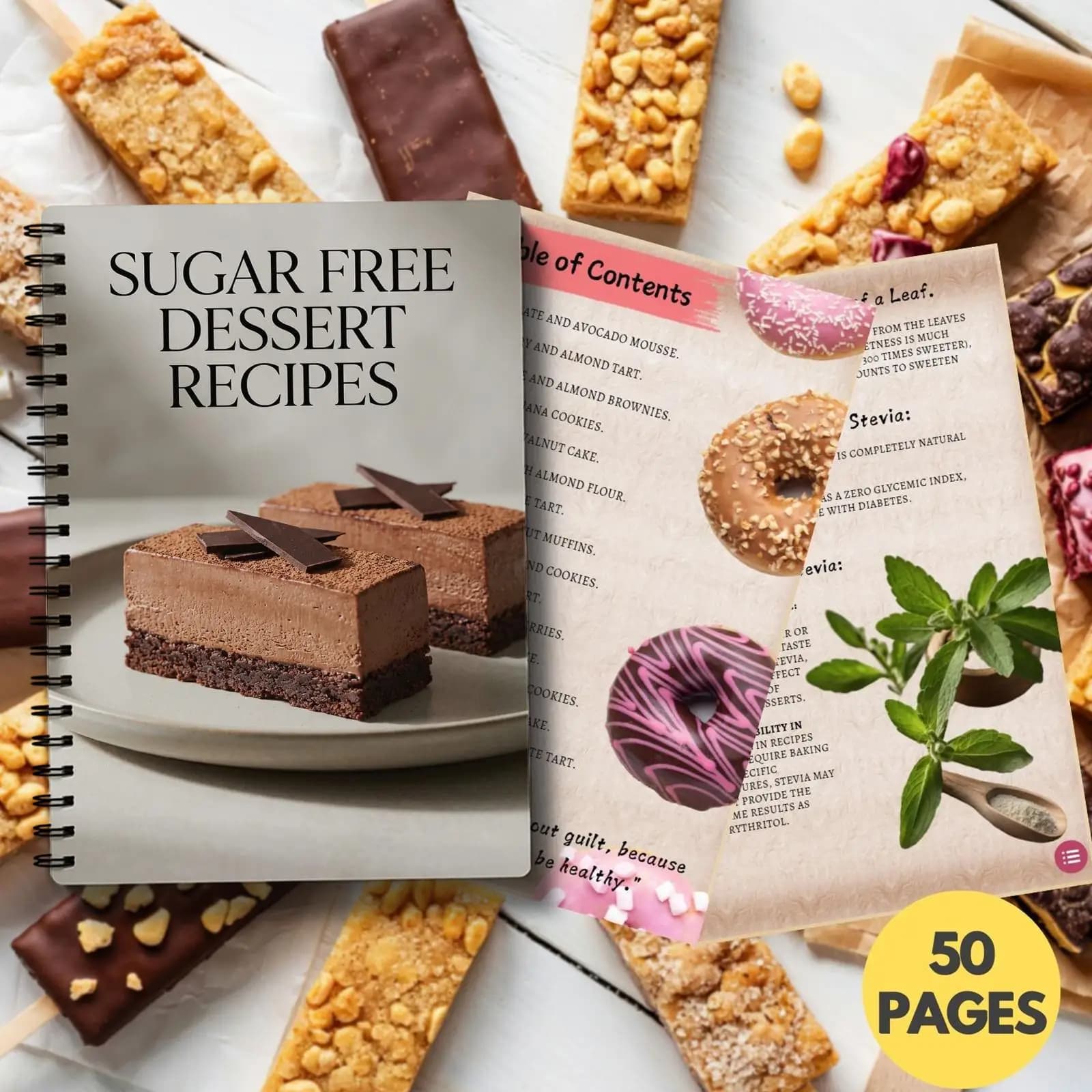 Carnet de recettes de desserts sans sucre, livre de recettes de friandises saines sans coup de chapeau du diable pour les régimes hypoglycémiques et cétogènes, pâtisserie facile et sans cuisson