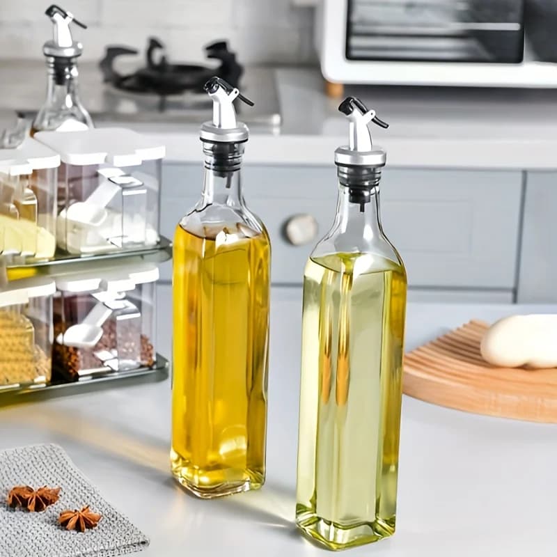 Bouteille d'huile d'olive en verre transparent de 250ML, 1/2 pièces, assaisonnement de cuisine, Sauce soja, vinaigre, Type presse, Cruet, Barbecue, fournitures pour la maison