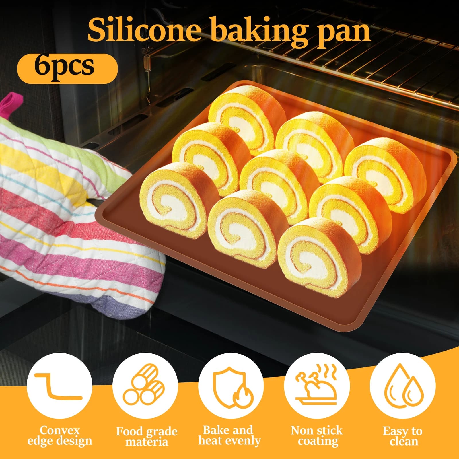 Polymères de cuisson en silicone antiadhésifs, tampon en rouleau pour macaron suisse, plateau de déliaison, ustensiles de cuisson, outil de cuisine, 6 pièces, 4 pièces