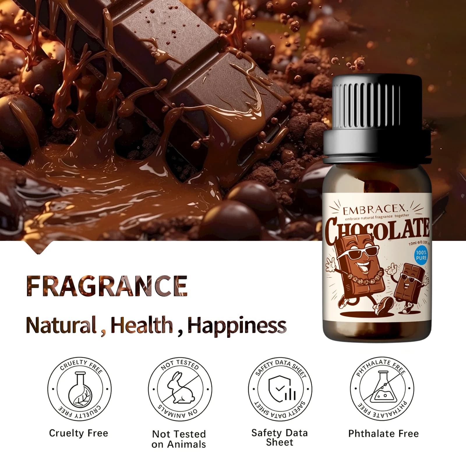 Huiles essentielles au chocolat, 10ml, huiles d'aromathérapie, parfum sucré, cadeaux amusants pour femmes
