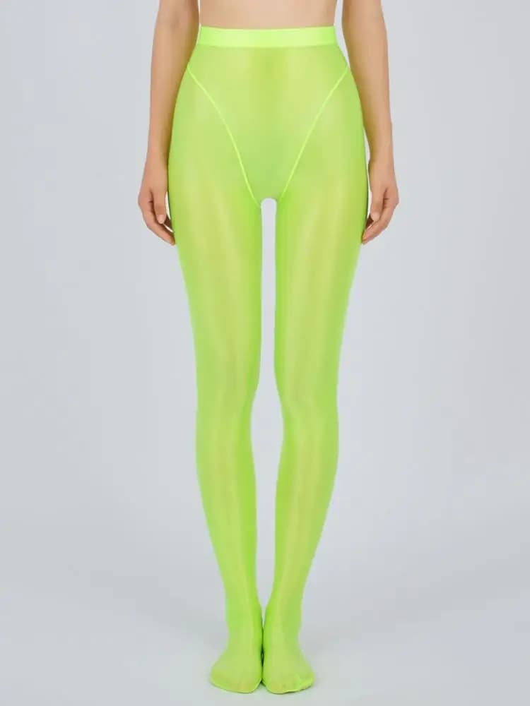 Sexy femmes mince transparent voir à travers taille haute Sexy serré soie brillant crayon pantalon huile brillant couleur bonbon Yoga Leggings pantalon