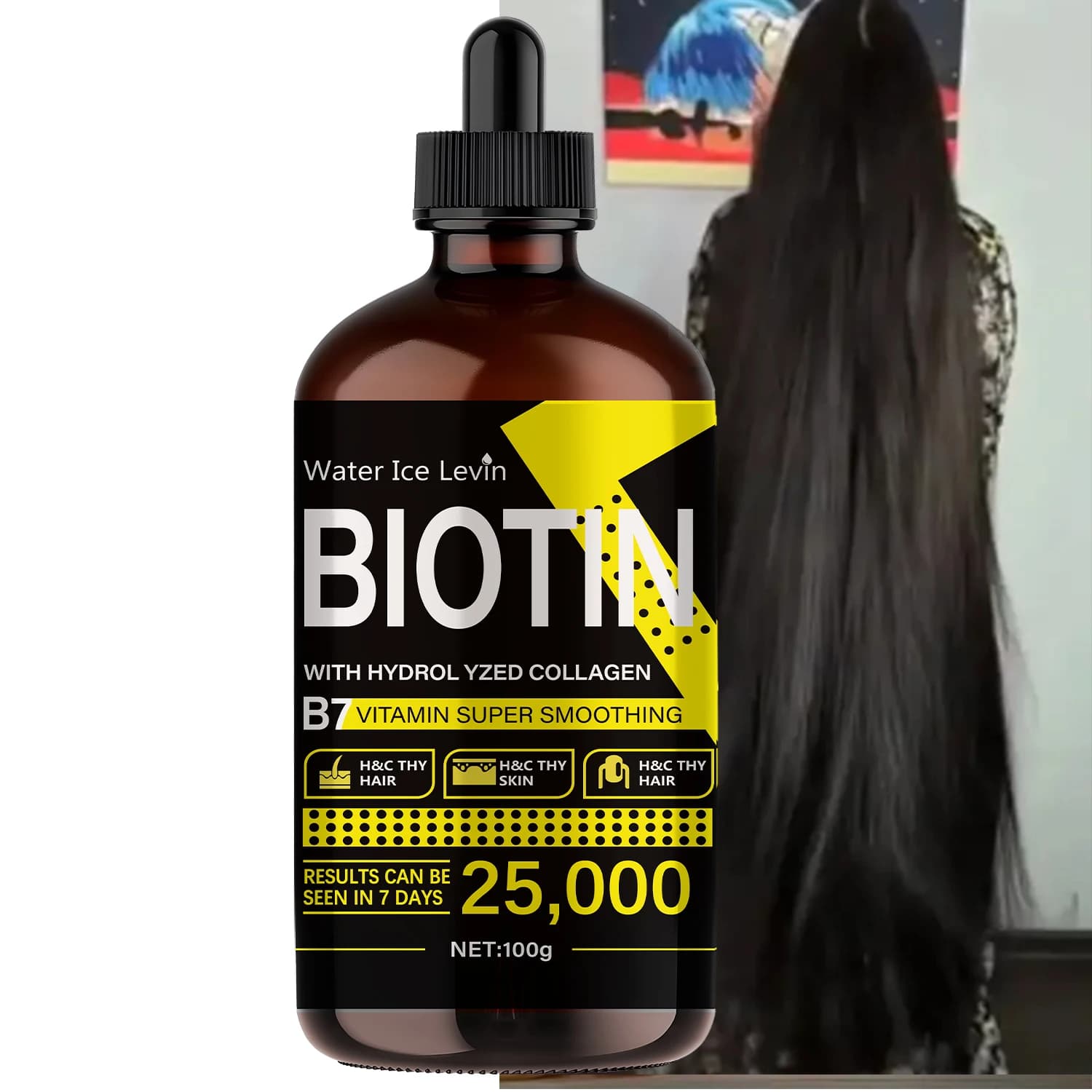 Huile capillaire à la biotine - Vitamines liquides pures pour les soins des cheveux