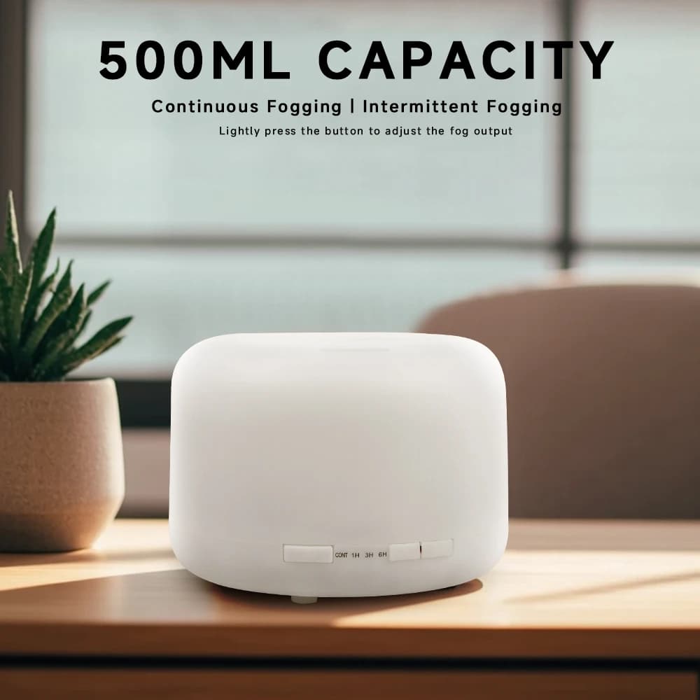 Diffuseur d'huiles essentielles avec télécommande de 500ml, humidificateur d'air ultrasonique, minuterie de vaporisateur d'huile parfumée et arrêt automatique