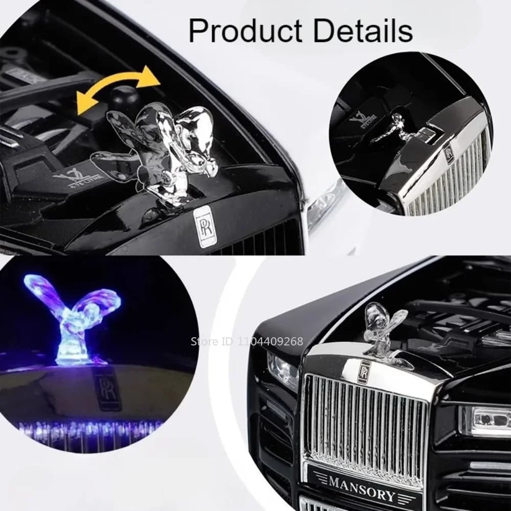1:24 Rolls-Royce Phantom Mansory Spectre modèle de voiture jouet corps en alliage pneu en caoutchouc Absorption des chocs modèles de véhicules jouets cadeau d'anniversaire