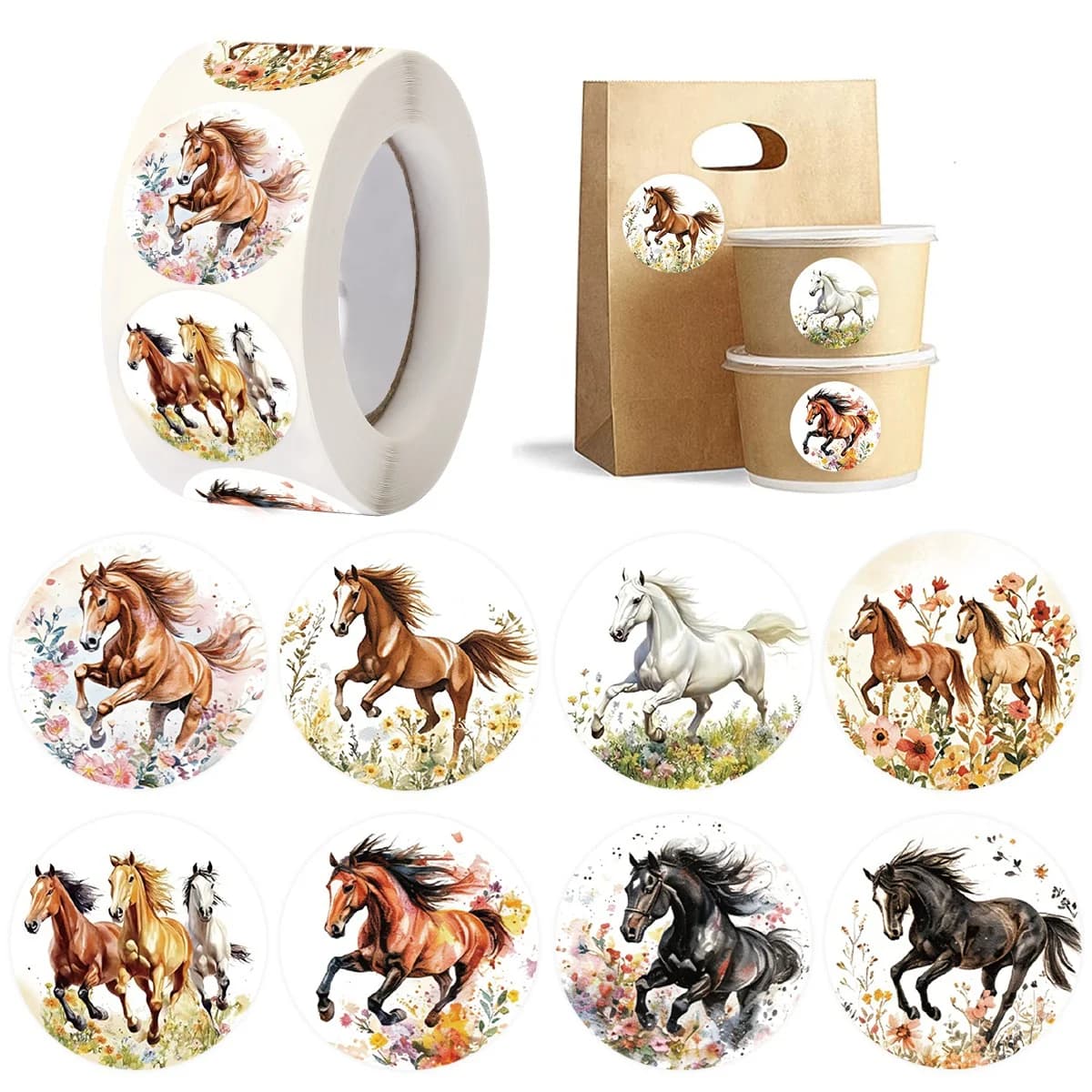 Autocollants cheval en rouleau