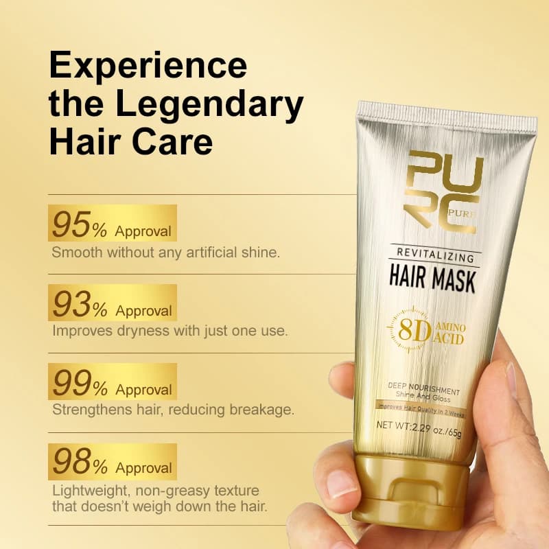 PURC – masque capillaire à l'huile d'argan, réparation lissante, traitement des cheveux crépus endommagés, lissage, nourrissant, brillant, soins capillaires, 65g, nouvelles ventes