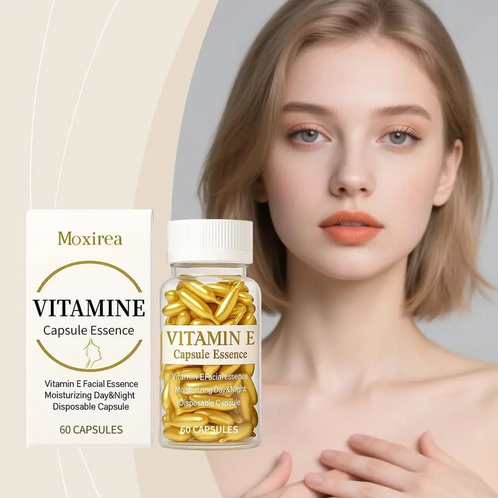 Capsules de sérum à la vitamine E, capsules d'essence à usage unique, soin hydratant et nourrissant pour la peau du visage, 60 capsules/flacon