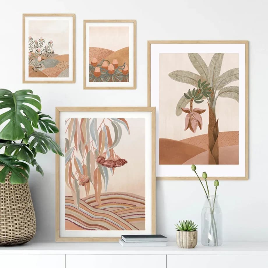 Affiches et imprimés de paysage abstrait Boho, palmier Tropical, cocotier, peinture sur toile d'art mural, images de plantes, décor de salon