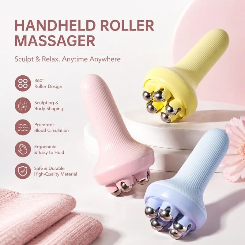 Masseur à rouleaux manuel de haute qualité, nouveau design, 5 billes, rotation à 360 degrés, billes en acier, relaxe tous les muscles, massage du corps