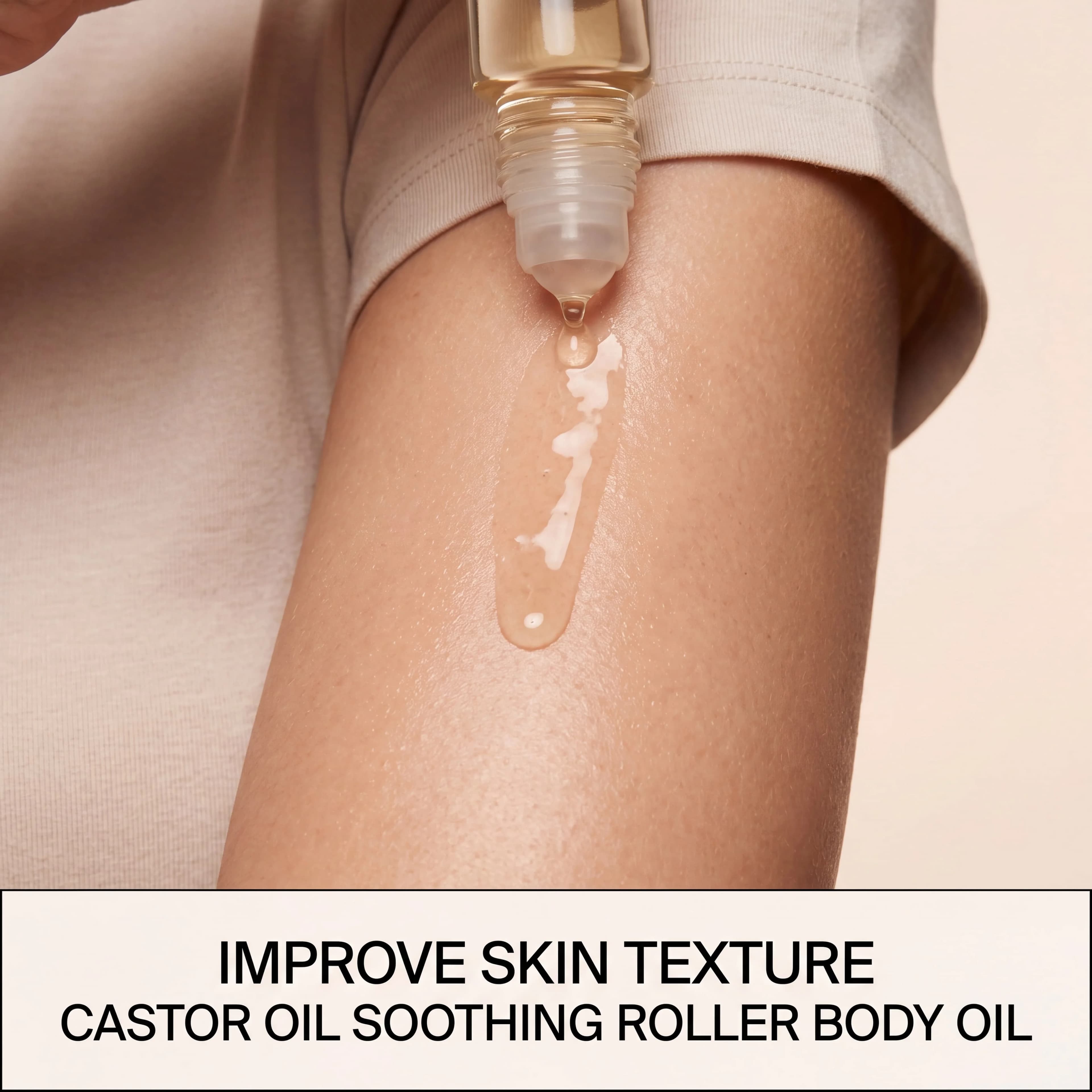 Huile de ricin bio pressée à froid sans hexane avec applicateur à bille en quartz rose, apaisante et hydratante pour le soin du visage et du corps