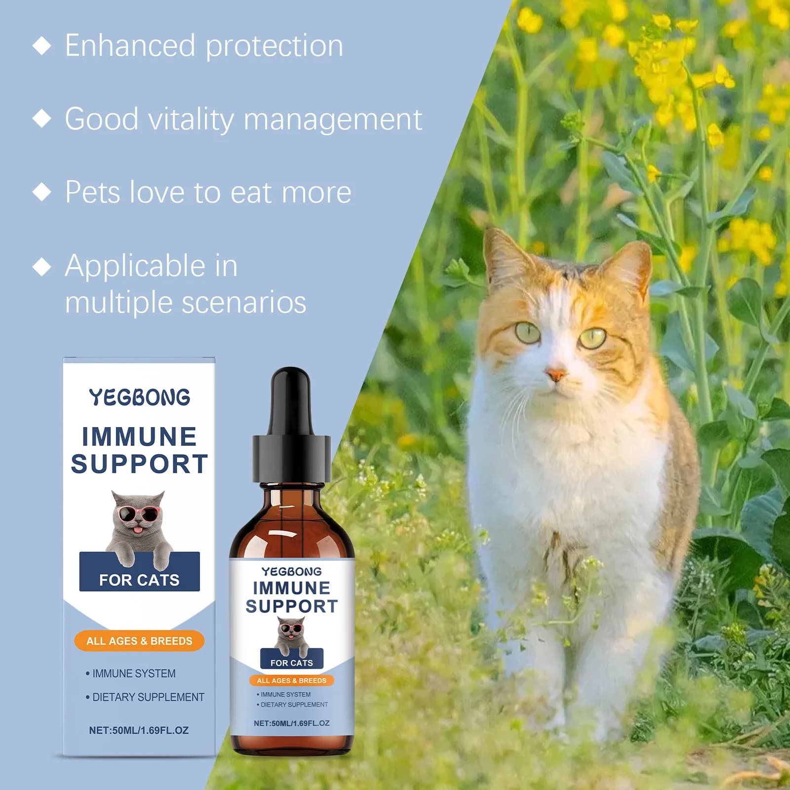 Yegbong 50 ml supplément vitaminique pour chat soins quotidiens pour aider à la nutrition