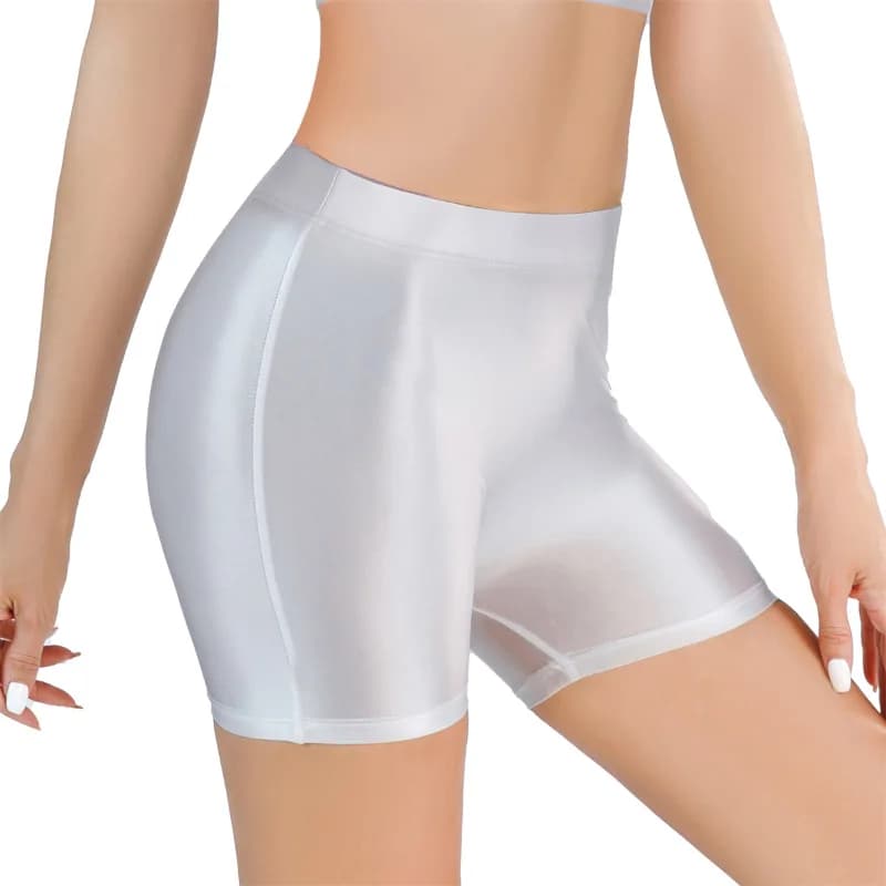 Short transparent sexy brillant à l'huile pour femme, coupe couvertes, pantalon de yoga sans couture, bas de sport décontracté pour la maison, adapté à AqFitness