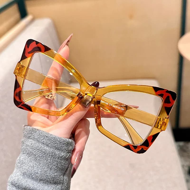 Lunettes surdimensionnées œil de chat pour femmes, monture tendance, Design de couleur contrastée