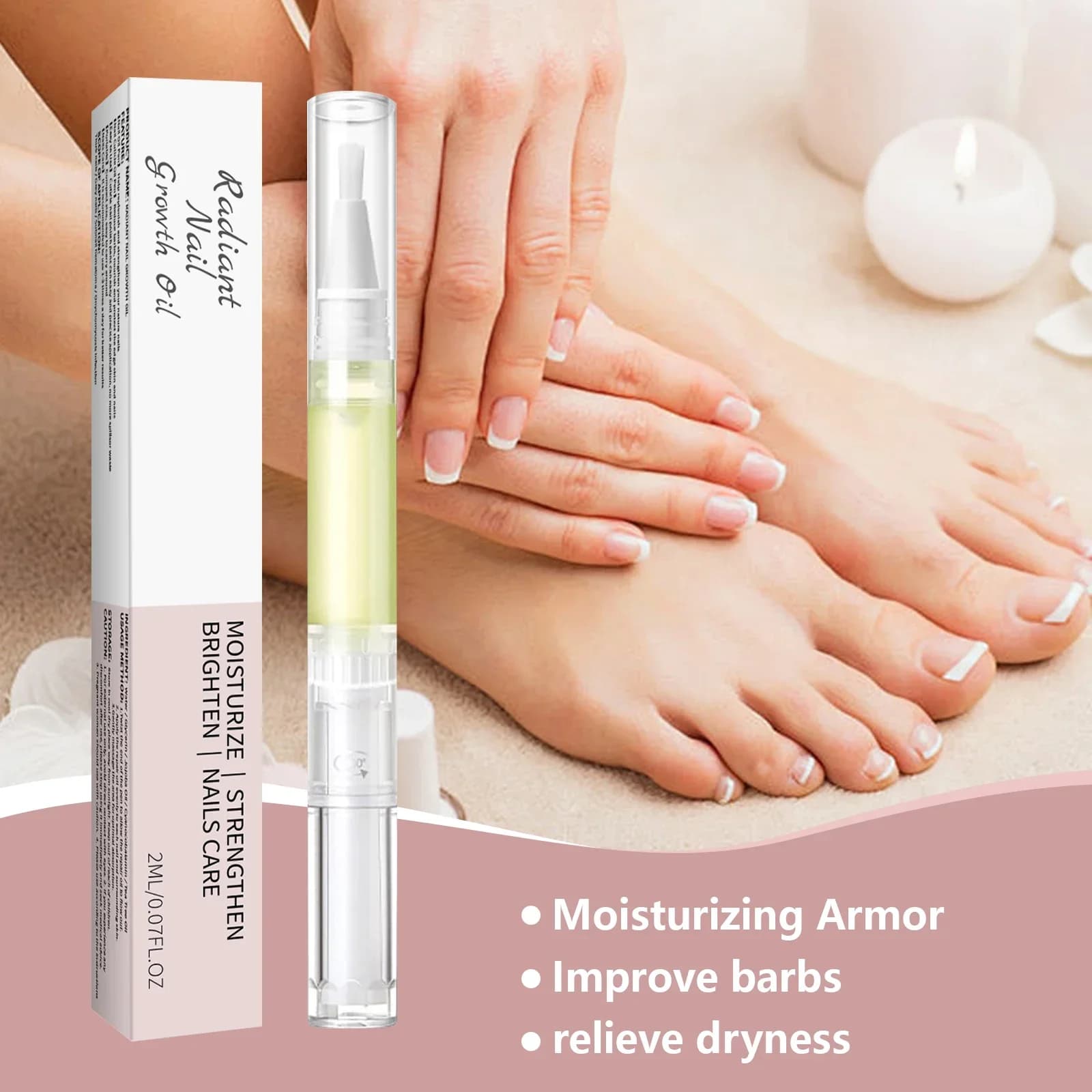 Stylo à huile pour la croissance des ongles, Solution de soin des ongles, pour hydrater, renforcer et éclaircir les ongles cassants, réparer les cuticules et réduire les ongles, 2ml