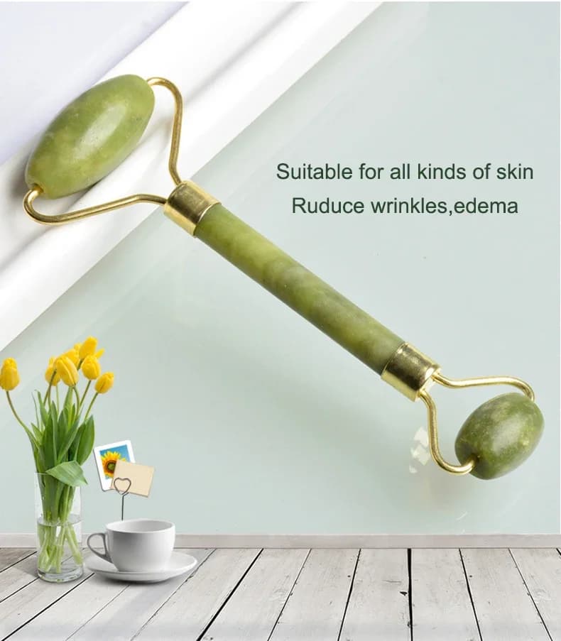 Rouleau de Massage en Jade vert pour le visage