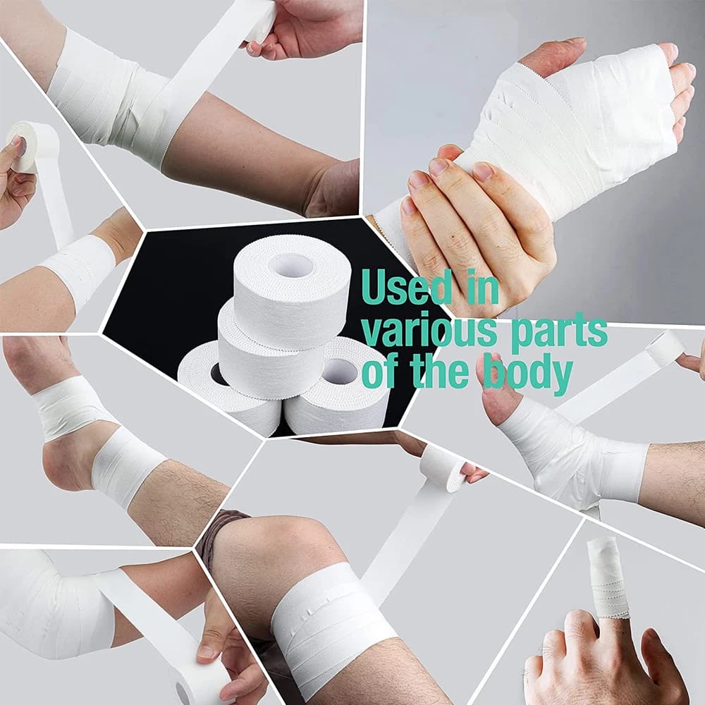 Ruban de sport athlétique blanc 3 rouleaux-adhésif fort, pas de résidus collants, facile à déchirer-pour athlètes, entraîneurs, premiers secours, blessures Wr