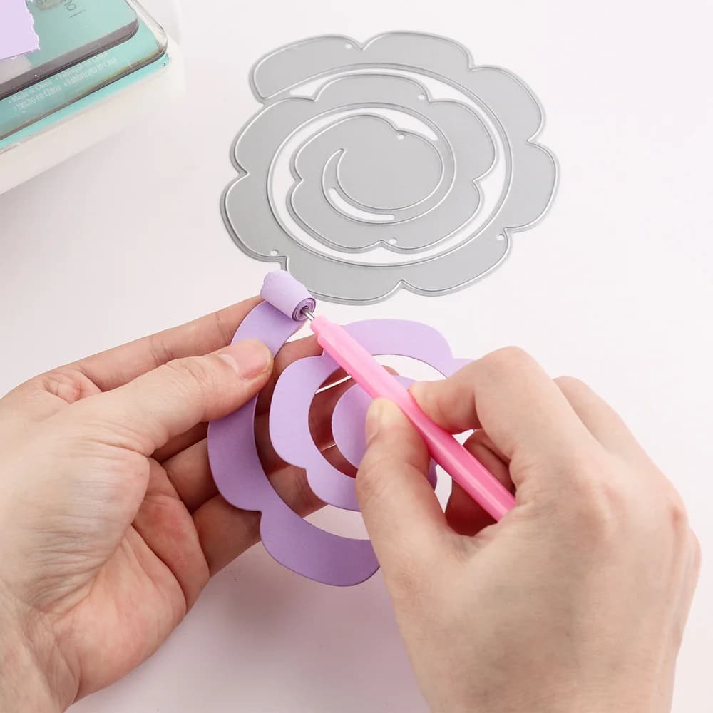 Grand ensemble de matrices de découpe de fleurs roulées, Rose roulante en spirale 3D, guirlande de 115cm, pour bricolage, Scrapbooking, artisanat décoratif, nouveauté 2023