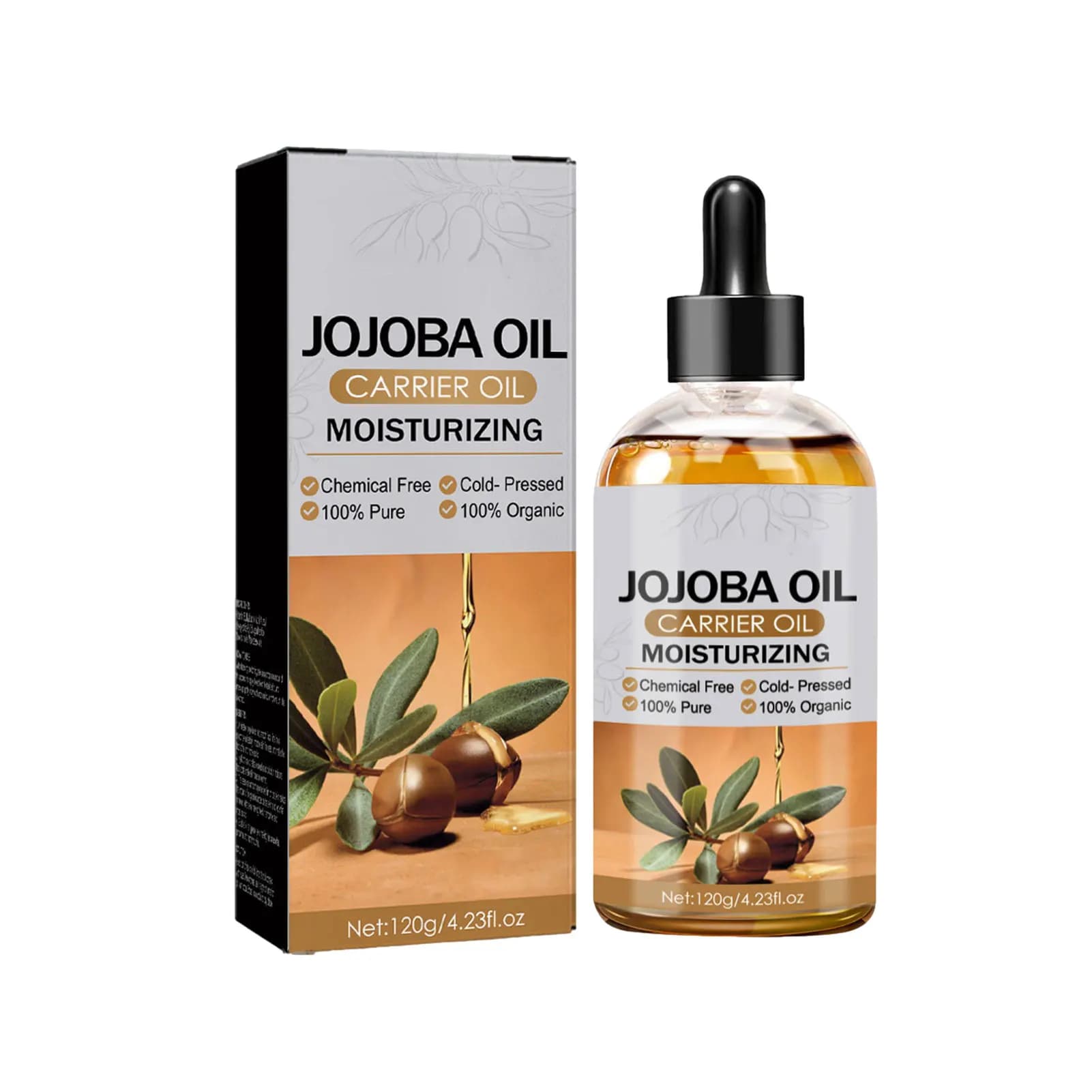 Huile de jojoba douce pour cheveux, 120g, anti-chute, croissance rapide, prévention de la calvitie