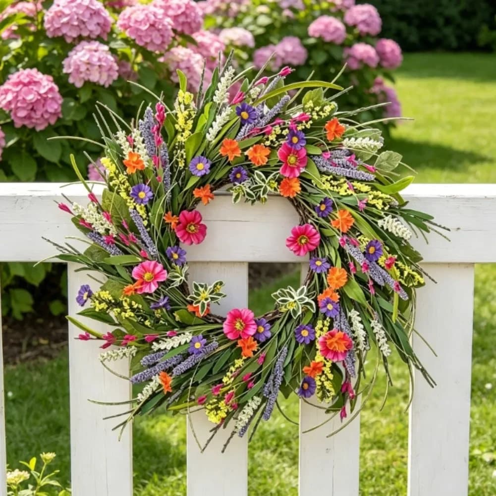 Guirlande de fleurs de printemps : - Décoration élégante pour la maison, pour un look frais, pour les fêtes, la décoration intérieure, la décoration extérieure