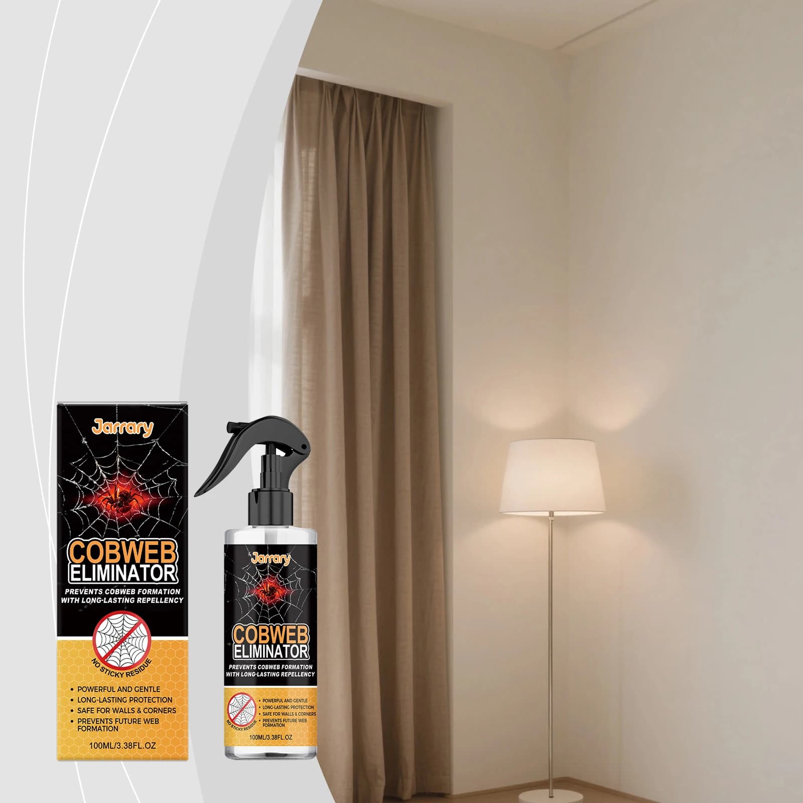Spray répulsif anti-araignées longue durée 100 ml – Prévient la formation de toiles d'araignées – Liquide anti-araignées pour cuisine, garage et sous-sol
