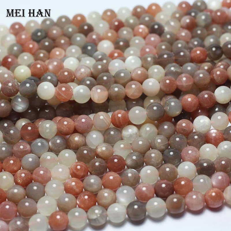 Perles rondes lisses en pierre de lune naturelle Meihan, couleurs mélangées, 6 mm, 8 mm, 10 mm, pierres précieuses pour la création de bijoux