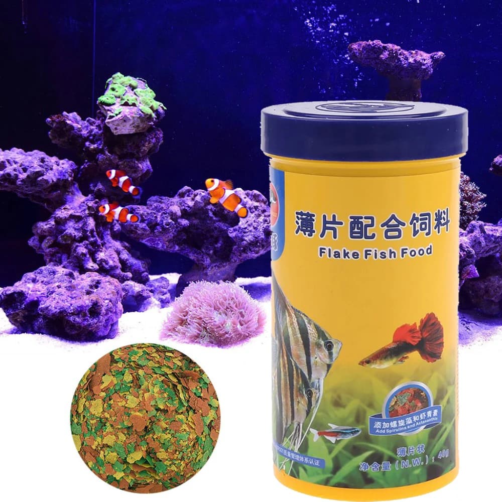 Granulés de nourriture pour poissons, petits poissons ornementaux, Mini granulés de régime équilibré, haute protéine, spiruline, formule améliorée de couleur