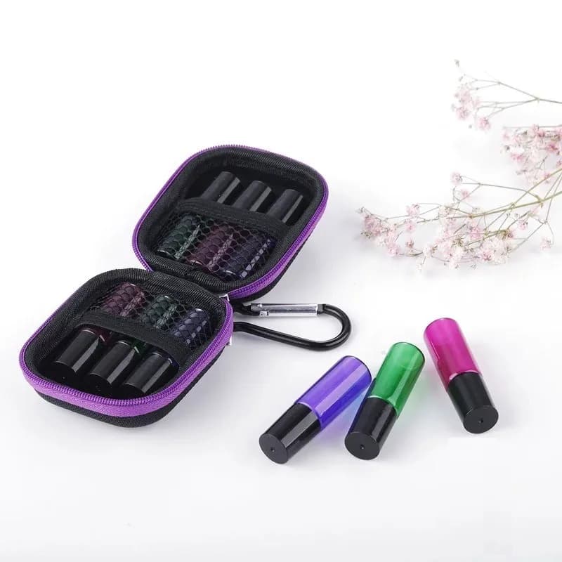 Mini 6 bouteilles de boîte d'huile essentielle, sac de collecte d'huile essentielle de 5 ml, coque rigide, boîte de stockage d'huile essentielle portable,